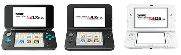 New 2DS LLとNew 3DSLLと3DS LLの比較