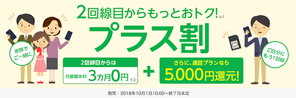 2回線目からお得なプラス割