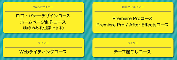 在宅WORKスタートパックで選べるコース