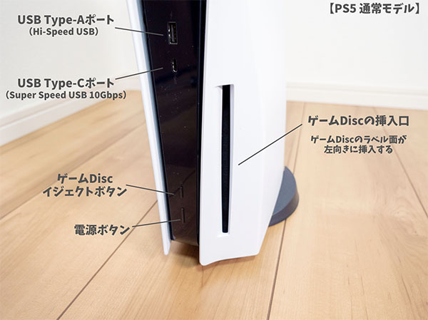 PS5前面のインターフェース